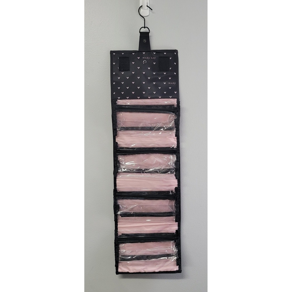 Mary Kay Pink‎ Heart Travel Roll Up Bag Hanging Toiletry Cosmetic Organizer